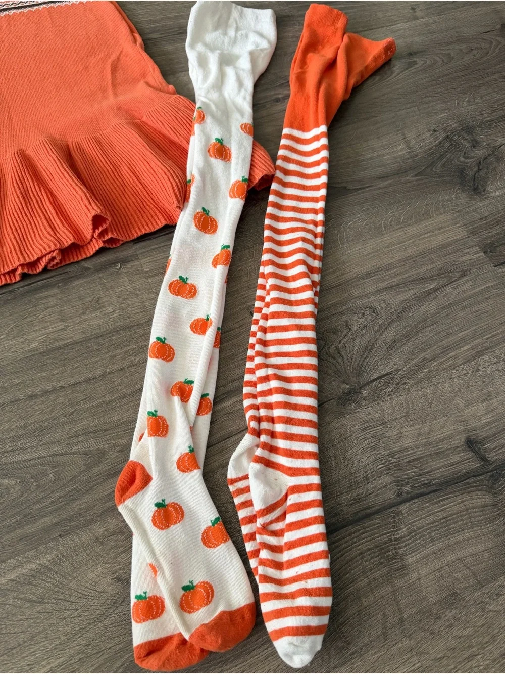 Gymboree Orange Pumpkin Knit Dress with Matching Hat & Tights, Sz. 12